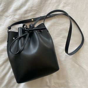 Black leather bucket bag inspired by mansur gavriel